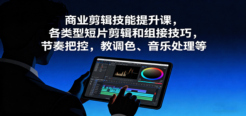 商业剪辑技能提升课，各类型短片剪辑和组接技巧，节奏把控，教调色、音乐处理等-续财库