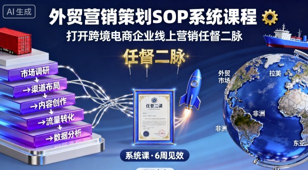 外贸营销策划SOP系统课程，打开跨境电商企业线上营销任督二脉-续财库