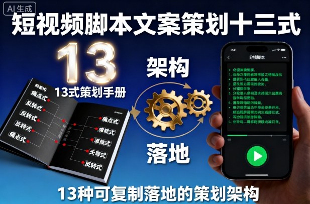 短视频脚本文案策划十三式，13种可复制落地的策划架构-续财库
