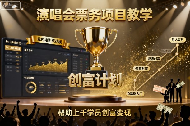 演唱会票务项目教学，业内培训天花板，帮助上千学员创富变现-续财库