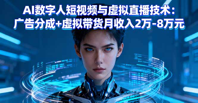 AI数字人短视频与虚拟直播技术：广告分成+虚拟带货月收入2万-8万元-续财库