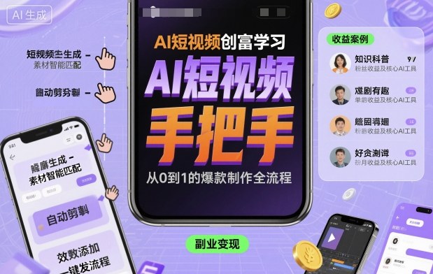 AI短视频创富学习,手把手教会你制作AI短视频-续财库