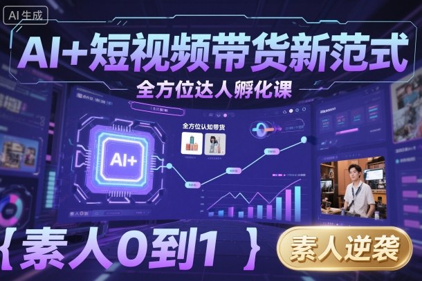 AI+短视频带货新范式全方位达人孵化课,素人也可以从0到1,全方位认知短视频带货-续财库