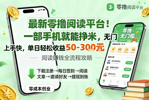 最新零撸阅读平台！一部手机就能挣米，无门槛上手快，单日轻松收益50-3张【揭秘】-续财库