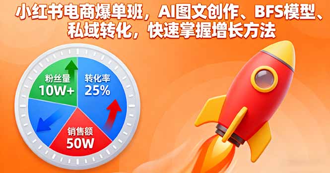 小红书电商爆单班,AI图文创作、BFS模型、私域转化,快速掌握增长方法-续财库