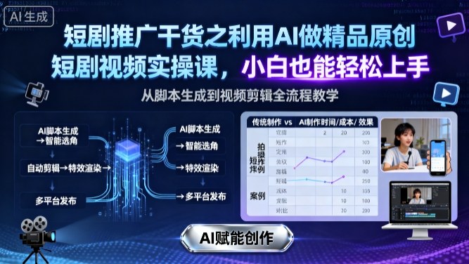 短剧推广干货之利用AI做精品原创短剧视频实操课，小白也能轻松上手-续财库