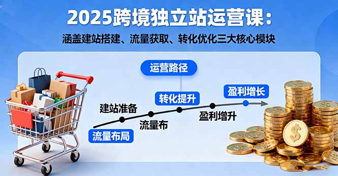 2025跨境独立站运营课：涵盖建站搭建、流量获取、转化优化三大核心模块-续财库