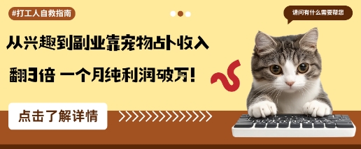 从兴趣到副业靠宠物占卜收入翻3倍一个月纯利润破W-续财库