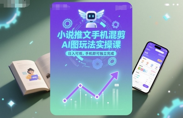 小说推文手机混剪AI图玩法实操课，日入可观，手机即可独立完成-续财库