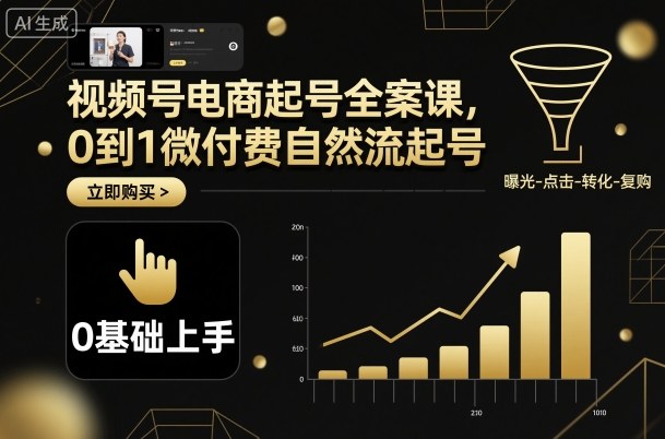 视频号电商起号全案课，0到1微付费自然流起号-续财库