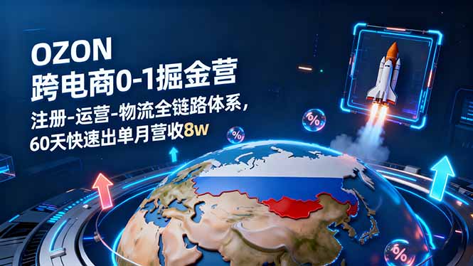 OZON跨境电商0-1掘金营：注册-运营-物流全链路体系，60天快速出单月营收8w-续财库