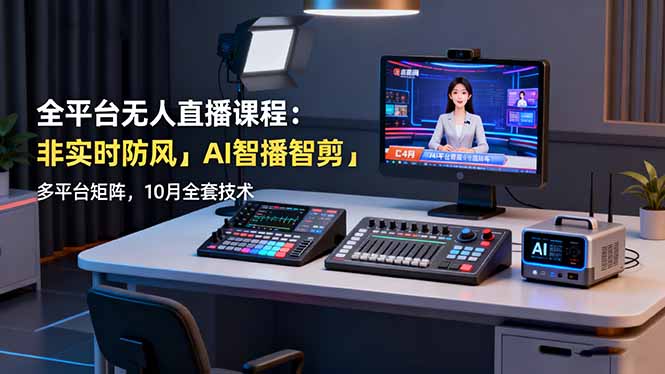 全平台无人直播课程：非实时防风＋AI智播智剪＋多平台矩阵，10月全套技术-续财库