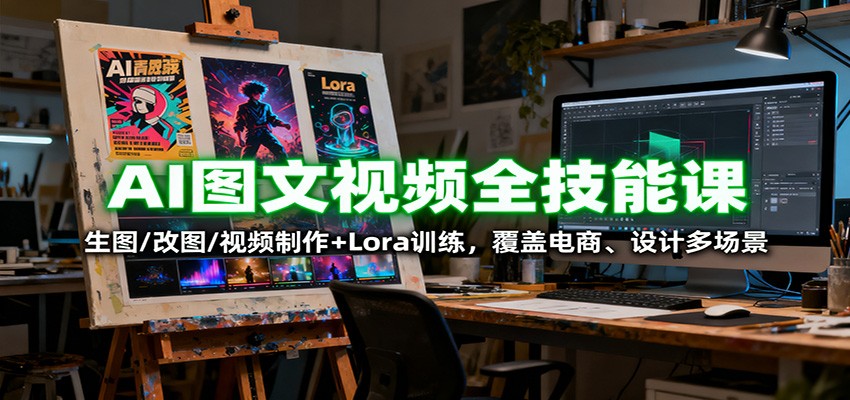 AI图文视频全技能课:生图/改图/视频制作+Lora训练,覆盖电商 、设计多场景-续财库