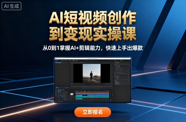 AI短视频创作到变现实操课，从0到1掌握AI+剪辑能力，快速上手出爆款(更新10月)-续财库