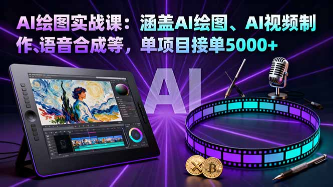 AI绘图实战课：涵盖AI绘图、AI视频制作、语音合成等，单项目接单5000+-续财库