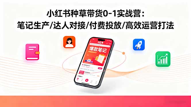 小红书种草带货0-1实战营：笔记生产/达人对接/付费投放/高效运营打法-续财库