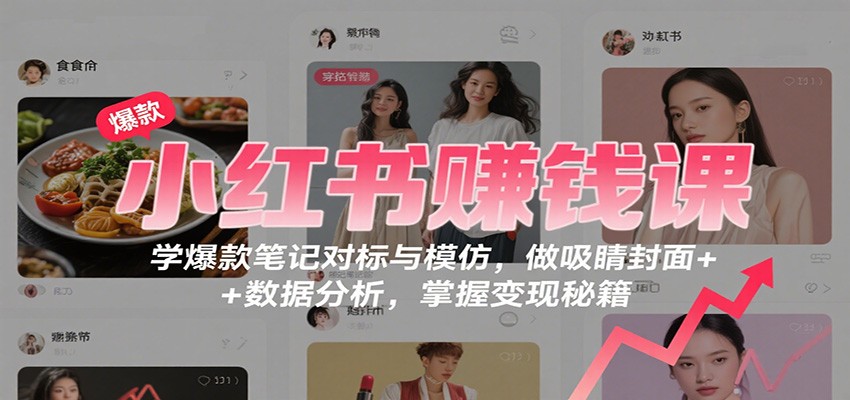小红书赚钱课：学爆款笔记对标与模仿，做吸睛封面 + 数据分析，掌握变现秘籍-续财库