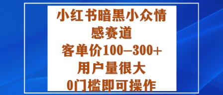 小红书暗黑小众情感赛道,客单价100-300+用户量很大,0门槛即可操作-续财库