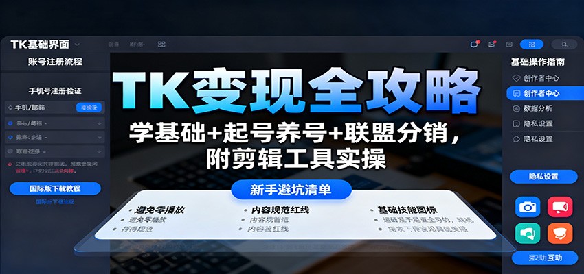 TK变现全攻略:学基础+起号养号+联盟分销,附剪辑工具实操-续财库