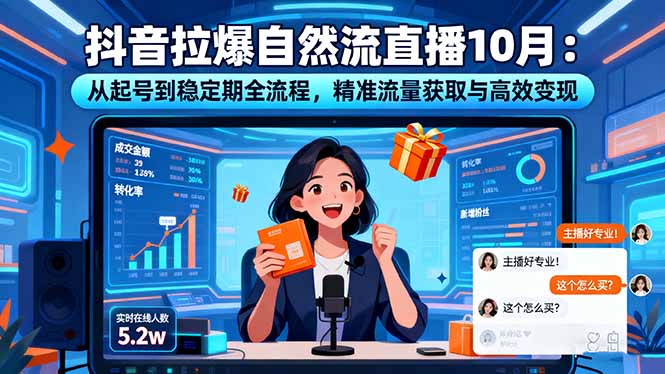 抖音拉爆自然流直播10月：从起号到稳定期全流程，精准流量获取与高效变现-续财库