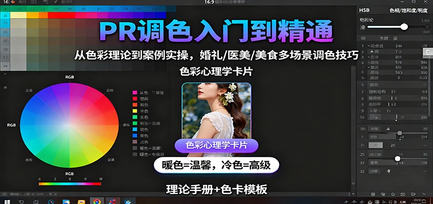 PR调色入门到精通：从色彩理论到案例实操，婚礼/医美/美食多场景调色技巧-续财库