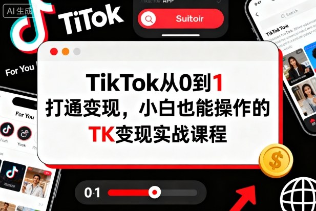 TikTok从0到1打通变现，小白也能操作的TK变现实战课程-续财库