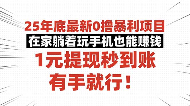 25年底最新0撸暴利项目，在家躺着玩手机也能赚钱，1元提现秒到账，有手…-续财库