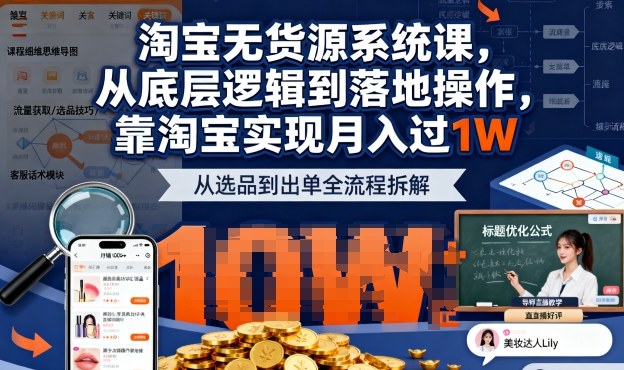 2025最新淘宝无货源系统课，从底层逻辑到落地操作，靠淘宝实现月入过1W-续财库