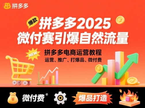 拼多多2025微付费引爆自然流量,拼多多电商运营教程,运营、推广、打爆品、微付费(更新)-续财库