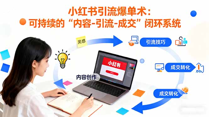 小红书引流爆单术:构建一套低成本 可持续的“内容-引流-成交”闭环系统-续财库