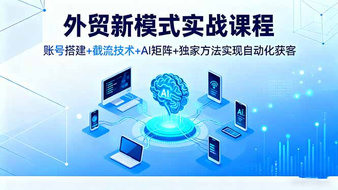 外贸新模式实战课程,账号搭建+截流技术+AI矩阵+独家方法实现自动化获客-续财库