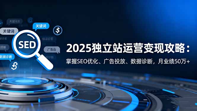 2025独立站运营变现攻略:掌握SEO优化、广告投放、数据诊断,月业绩50万+-续财库