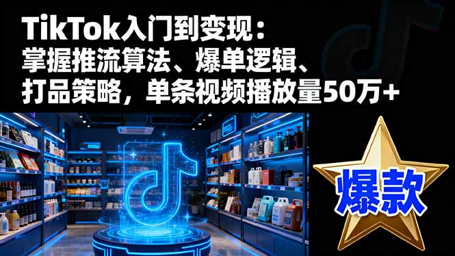 TikTok入门到变现:掌握推流算法、爆单逻辑、打品策略,单条视频播放量50w-续财库