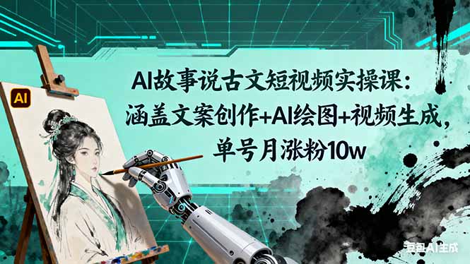 AI故事说古文短视频实操课:涵盖文案创作+AI绘图+视频生成,单号月涨粉10w-续财库