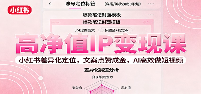 高净值IP变现课:小红书差异化定位,文案点赞成金, AI高效做短视频-续财库