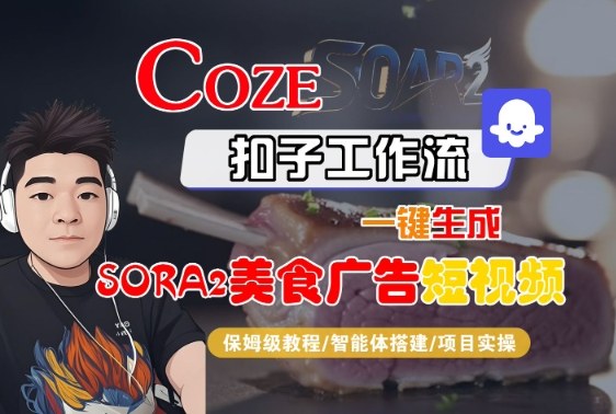 Coze扣子智能体工作流一键生成“SORA2美食广告“短视频,全流程保姆级教学-续财库