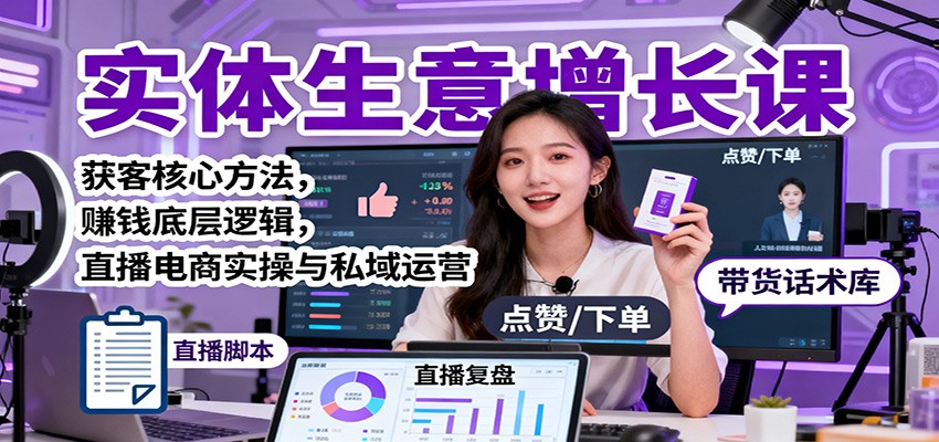 实体生意增长课:获客核心方法,赚钱底层逻辑,直播电商实操与私域运营-续财库