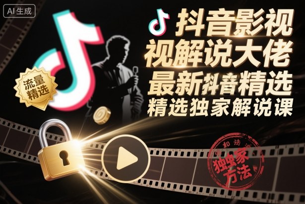 抖音影视解说大佬最新抖音进精选和独家方法,精选独家解说课-续财库