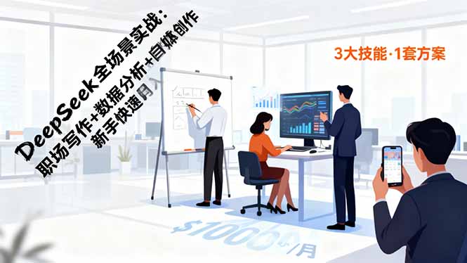 DeepSeek全场景实战:职场写作+数据分析+自媒体创作,新手快速月入过万-续财库