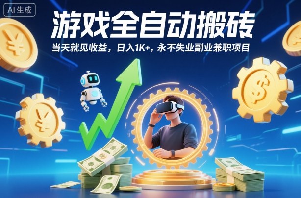 游戏全自动搬砖,当天就见收益,日入1K+,永不失业副业兼职项目【揭秘】-续财库