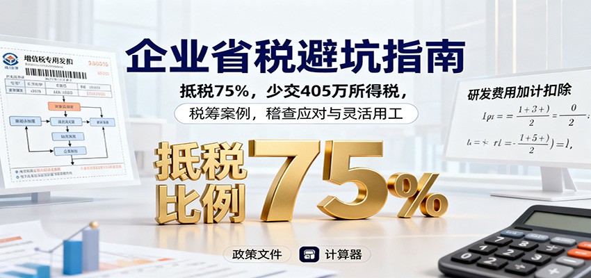 企业省税避坑指南:抵税75%,少交405万所得税,税筹案例,稽查应对与灵活用工-续财库