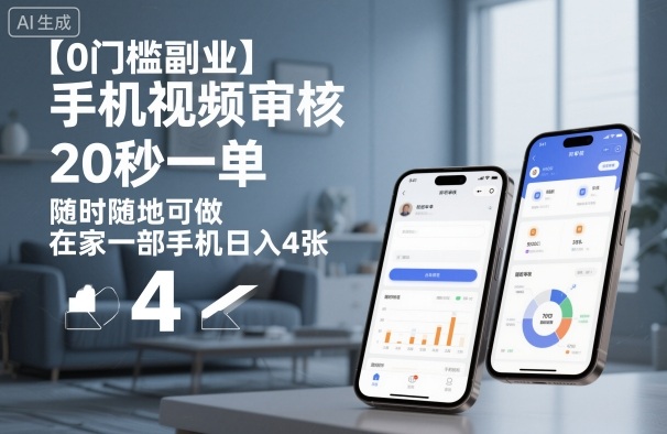 【0门槛副业】手机视频审核,20秒一单,随时随地可做,在家一部手机日入4张【揭秘】-续财库