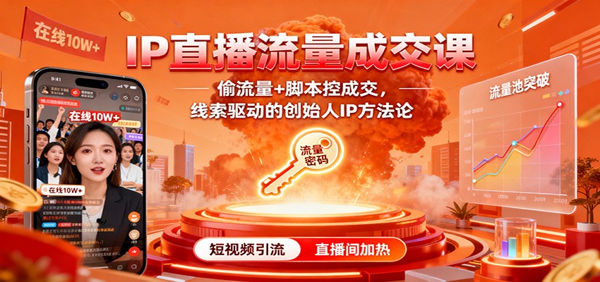 IP直播流量成交课:偷流量+脚本控成交,线索驱动的创始人IP方法论-续财库