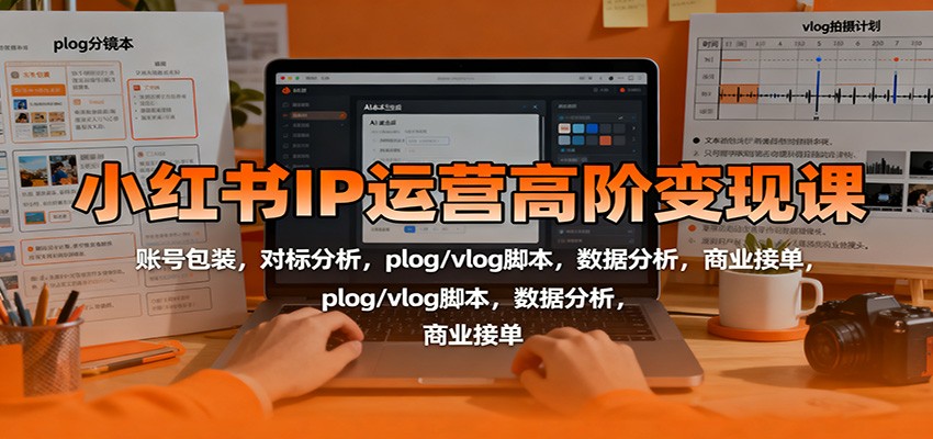 小红书IP运营高阶变现课:账号包装,对标分析,plog/vlog脚本,数据分析,商业接单-续财库