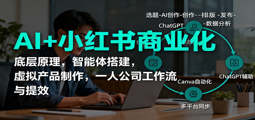 AI+小红书商业化,底层原理,智能体搭建,虚拟产品制作,一人公司工作流与提效-续财库