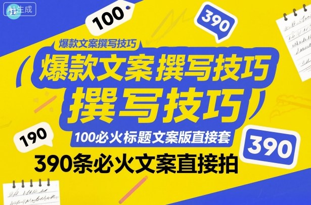 爆款文案撰写技巧,100个必火标题文案模版直接套,390条必火文案直接拍-续财库