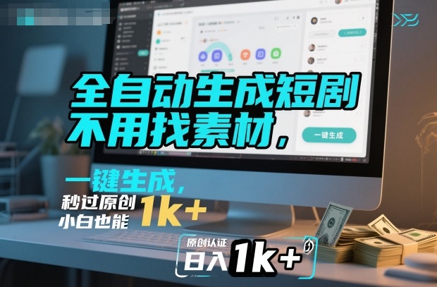 全自动生成短剧,不用找素材,不用剪辑,一键生成,秒过原创,小白也能轻松日入1k+【揭秘】-续财库