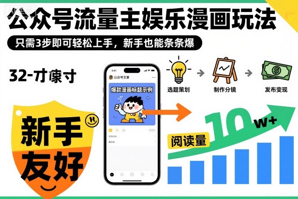 公众号流量主娱乐漫画玩法,只需3步即可轻松上手,新手也能条条爆-续财库