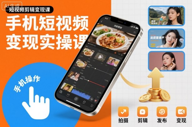 手机短视频变现实操课，短视频剪辑变现课-续财库