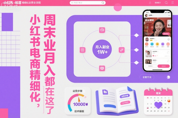 小红书电商精细化运营全流程，周末副业月入1W+，全套方法都在这了-续财库